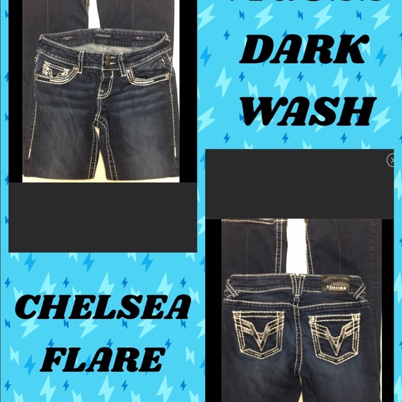 Vigoss Denim - VIGOSS DARK WASH CHELSEA FLARED JEANS SIZE 3/4